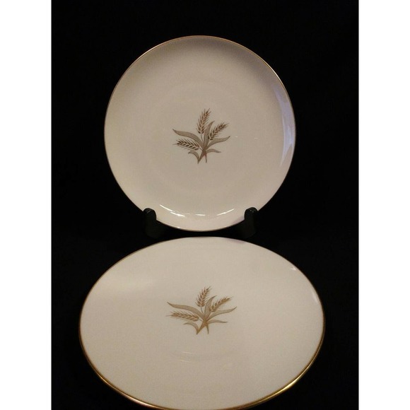 1 Lenox Wheat SALAD PLATE R-442 Wheat Center, Gold Trim Vintage Made in USA - Picture 2 of 8